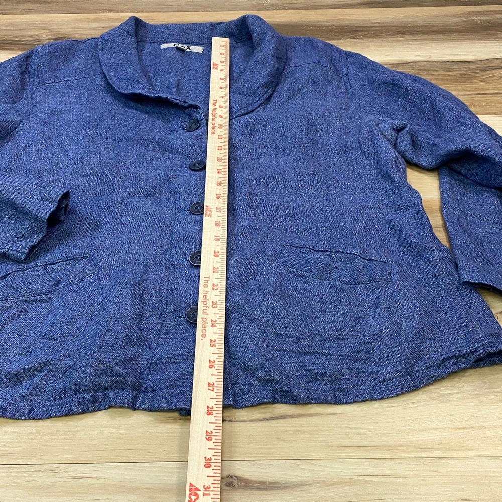 Flax Blue Button-Front Linen Jacket - Picture 4 of 7